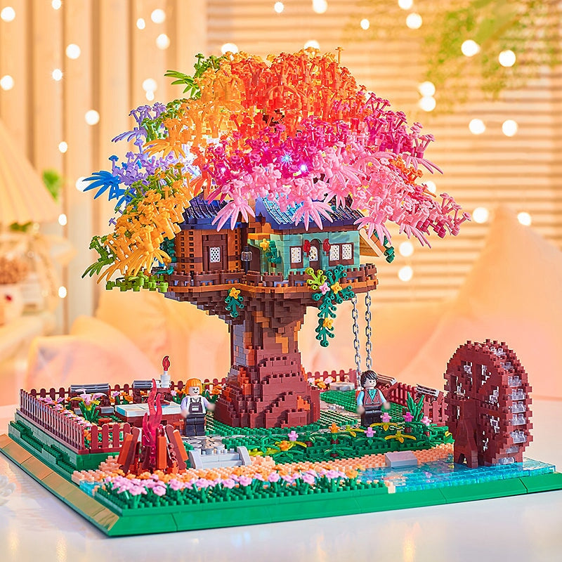 Rainbow Sakura Tree House Light Nano Building Blocks - Kawaiies - Adorable - Cute - Plushies - Plush - Kawaii