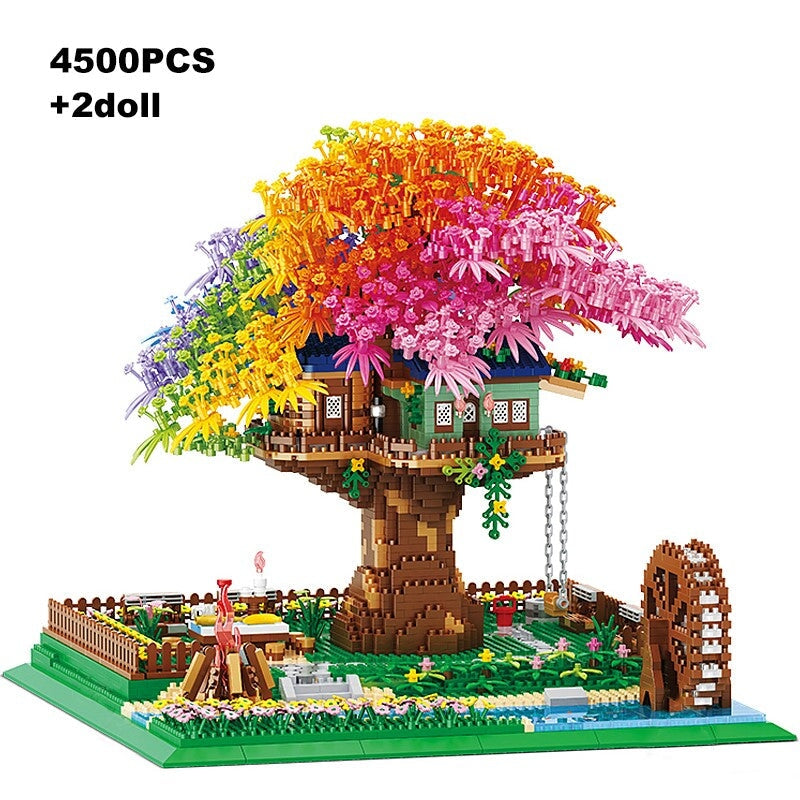 Rainbow Sakura Tree House Light Nano Building Blocks - Kawaiies - Adorable - Cute - Plushies - Plush - Kawaii