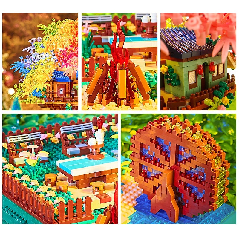 Rainbow Sakura Tree House Light Nano Building Blocks - Kawaiies - Adorable - Cute - Plushies - Plush - Kawaii