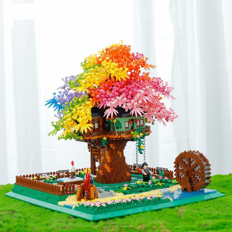 Rainbow Sakura Tree House Light Nano Building Blocks - Kawaiies - Adorable - Cute - Plushies - Plush - Kawaii