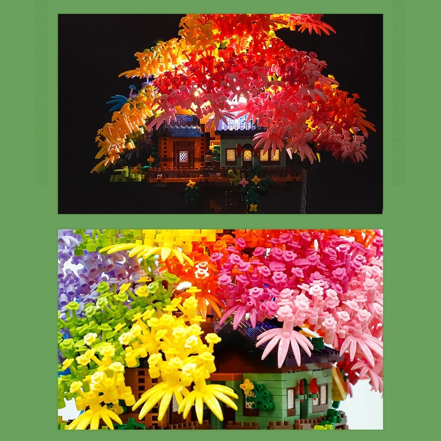 Rainbow Sakura Tree House Light Nano Building Blocks - Kawaiies - Adorable - Cute - Plushies - Plush - Kawaii