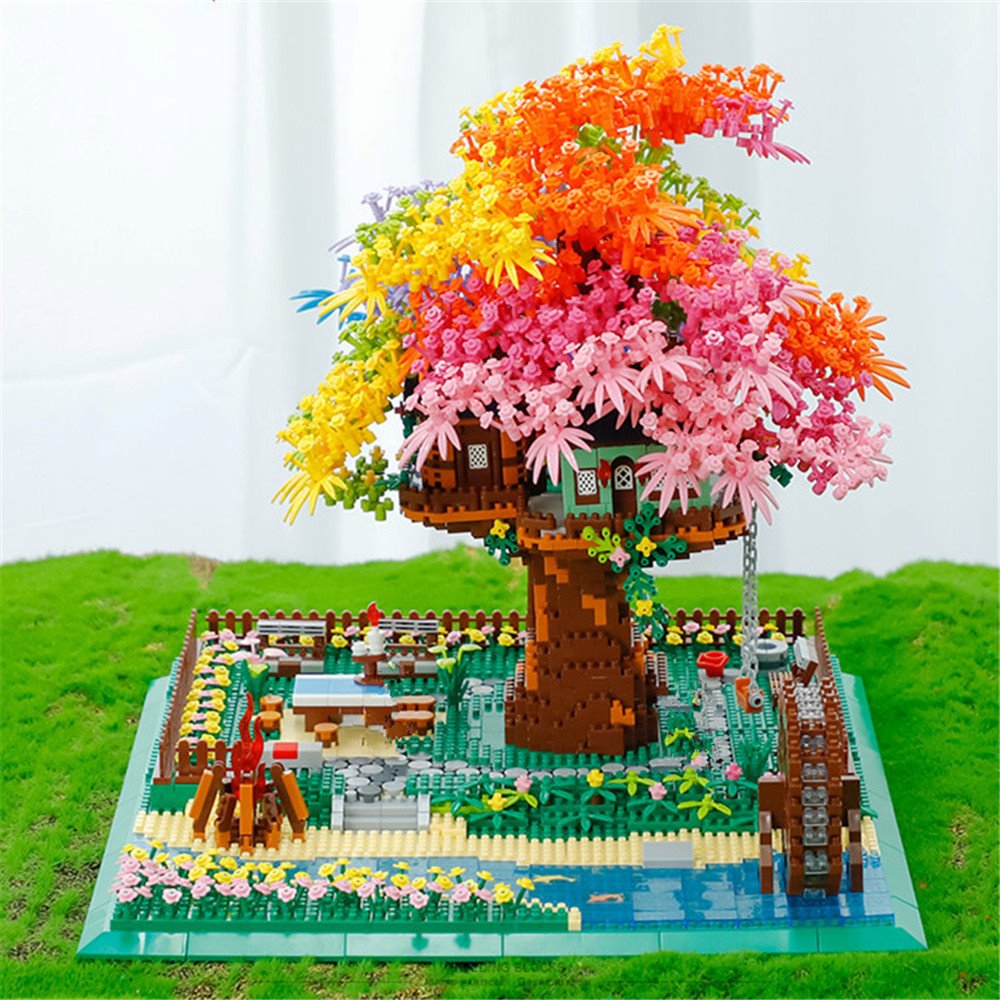 Rainbow Sakura Tree House Light Nano Building Blocks - Kawaiies - Adorable - Cute - Plushies - Plush - Kawaii
