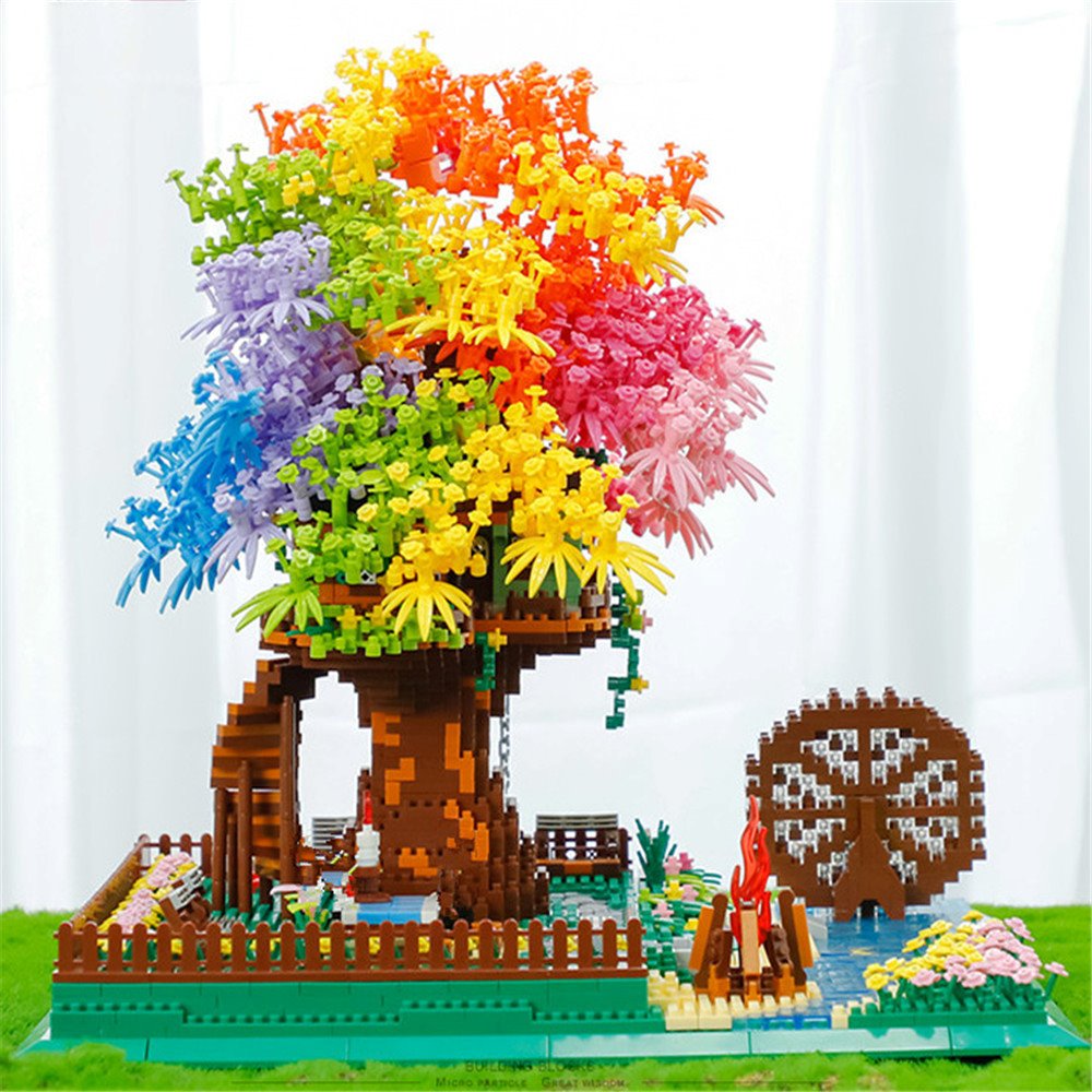 Rainbow Sakura Tree House Light Nano Building Blocks - Kawaiies - Adorable - Cute - Plushies - Plush - Kawaii