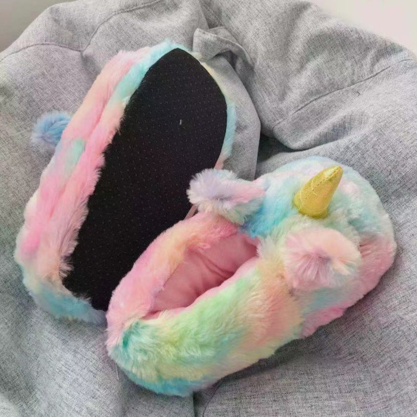 Rainbow Unicorn Plush Slippers – Kawaiies