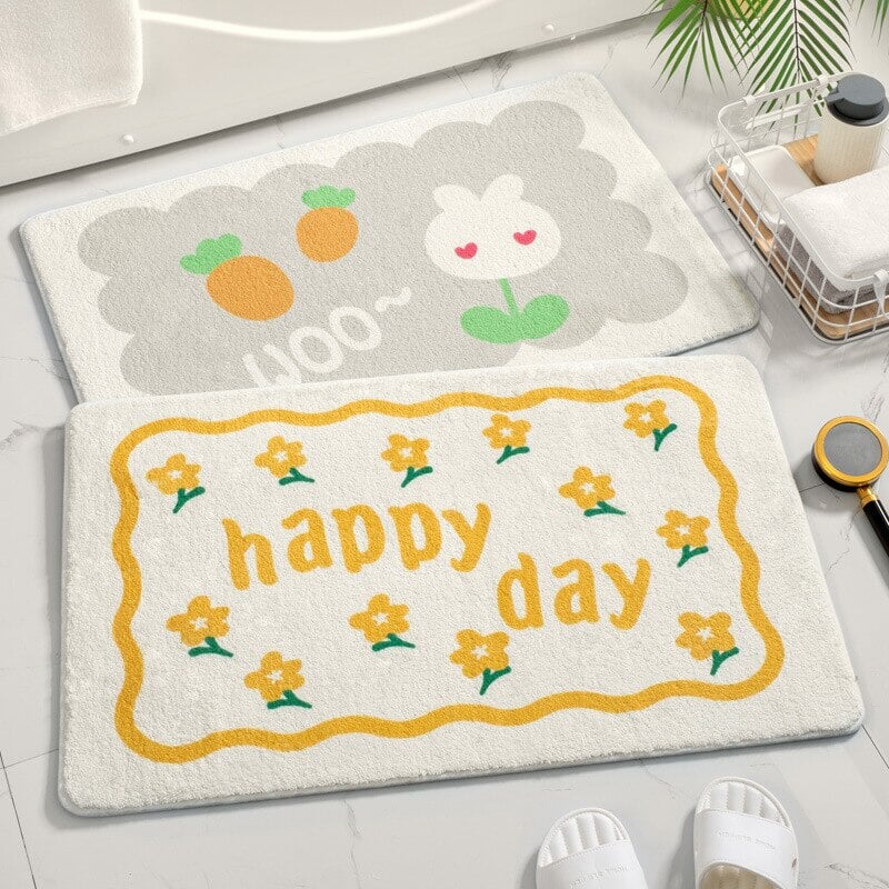 Rectangle Kawaii Floral Non-Slip Bathroom Mat - Kawaiies - Adorable - Cute - Plushies - Plush - Kawaii