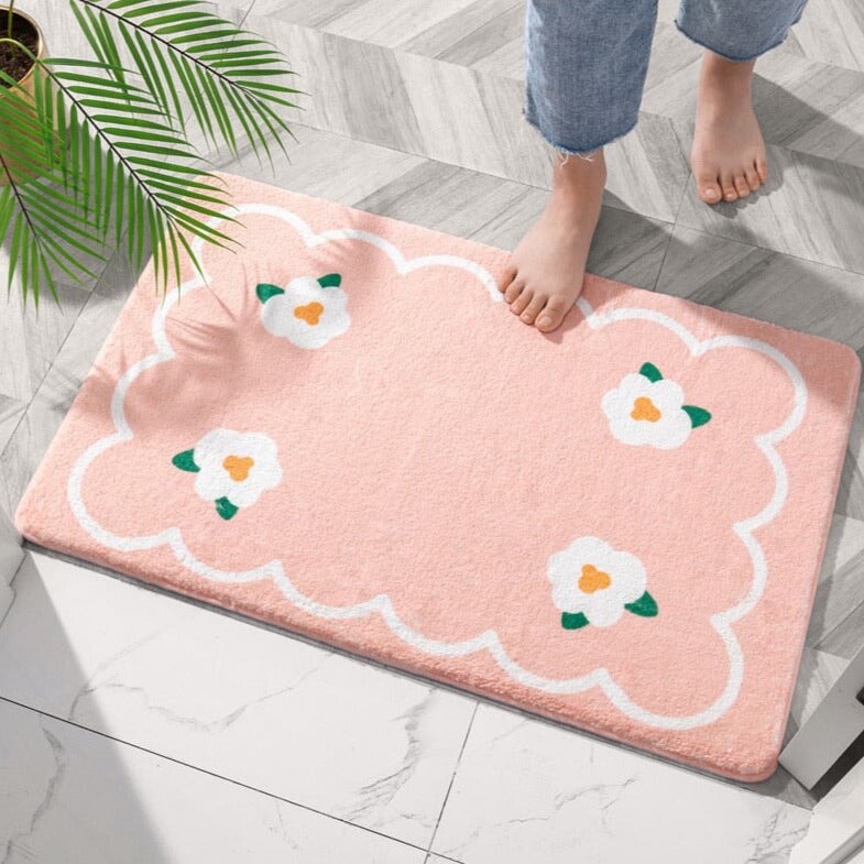 Rectangle Kawaii Floral Non-Slip Bathroom Mat - Kawaiies - Adorable - Cute - Plushies - Plush - Kawaii