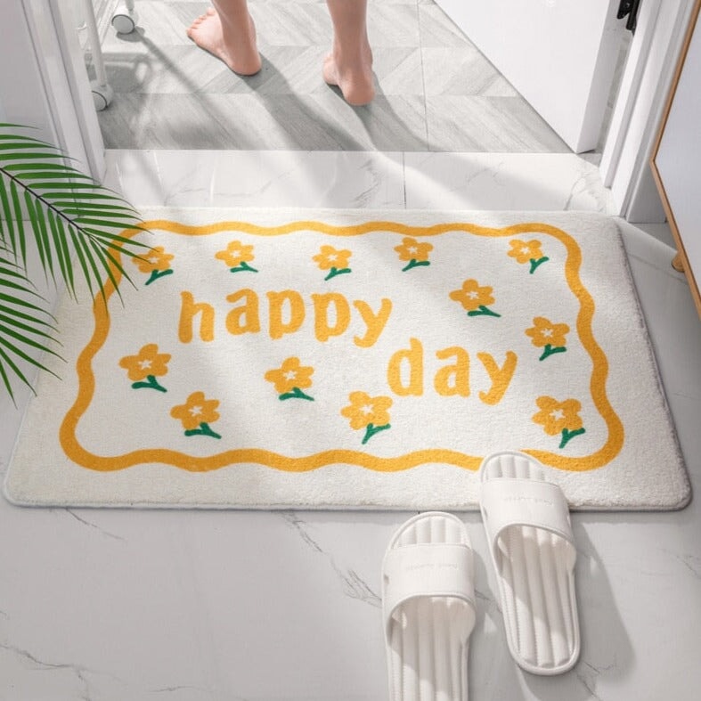 Rectangle Kawaii Floral Non-Slip Bathroom Mat - Kawaiies - Adorable - Cute - Plushies - Plush - Kawaii