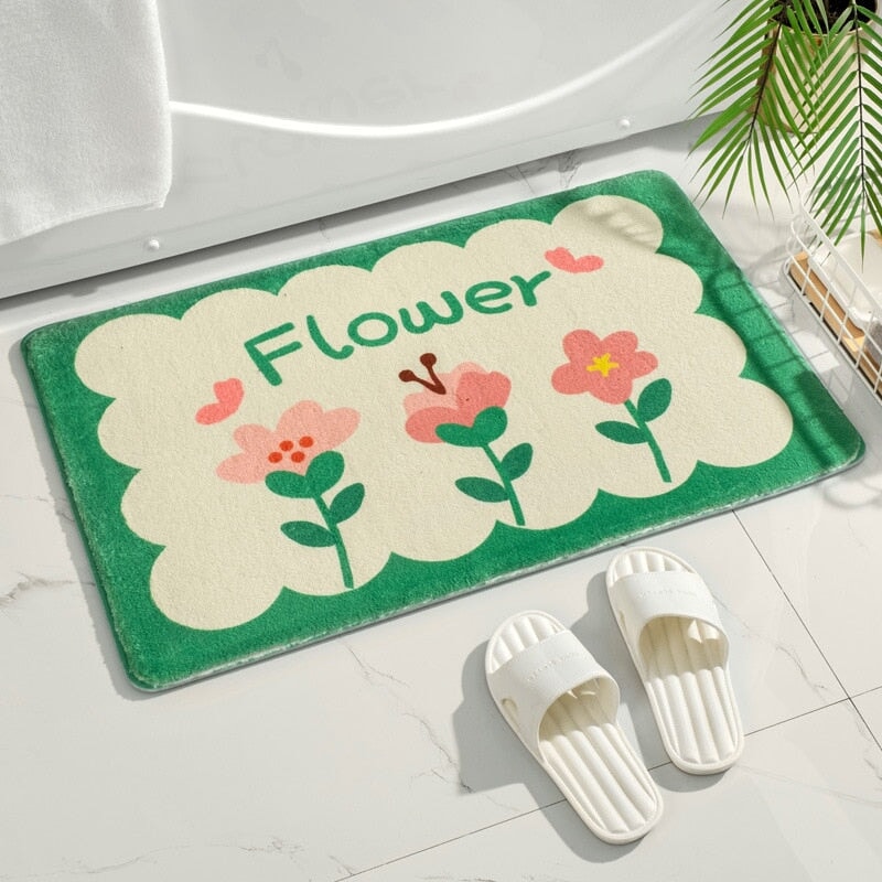 Rectangle Kawaii Floral Non-Slip Bathroom Mat - Kawaiies - Adorable - Cute - Plushies - Plush - Kawaii