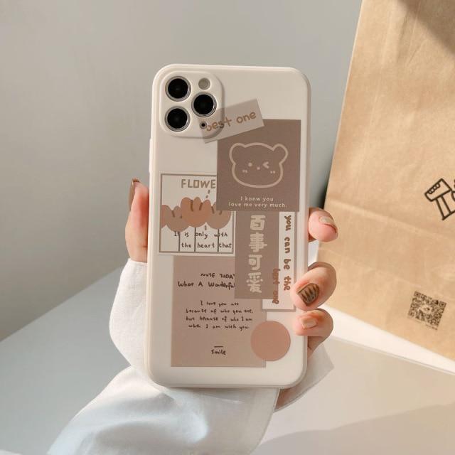 Retro Chocolate Boba Bear Collage iPhone Case - Kawaiies - Adorable - Cute - Plushies - Plush - Kawaii