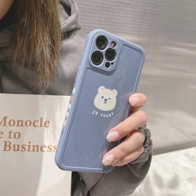 Retro Kawaii Lucky White Bear iPhone Case - Kawaiies - Adorable - Cute - Plushies - Plush - Kawaii