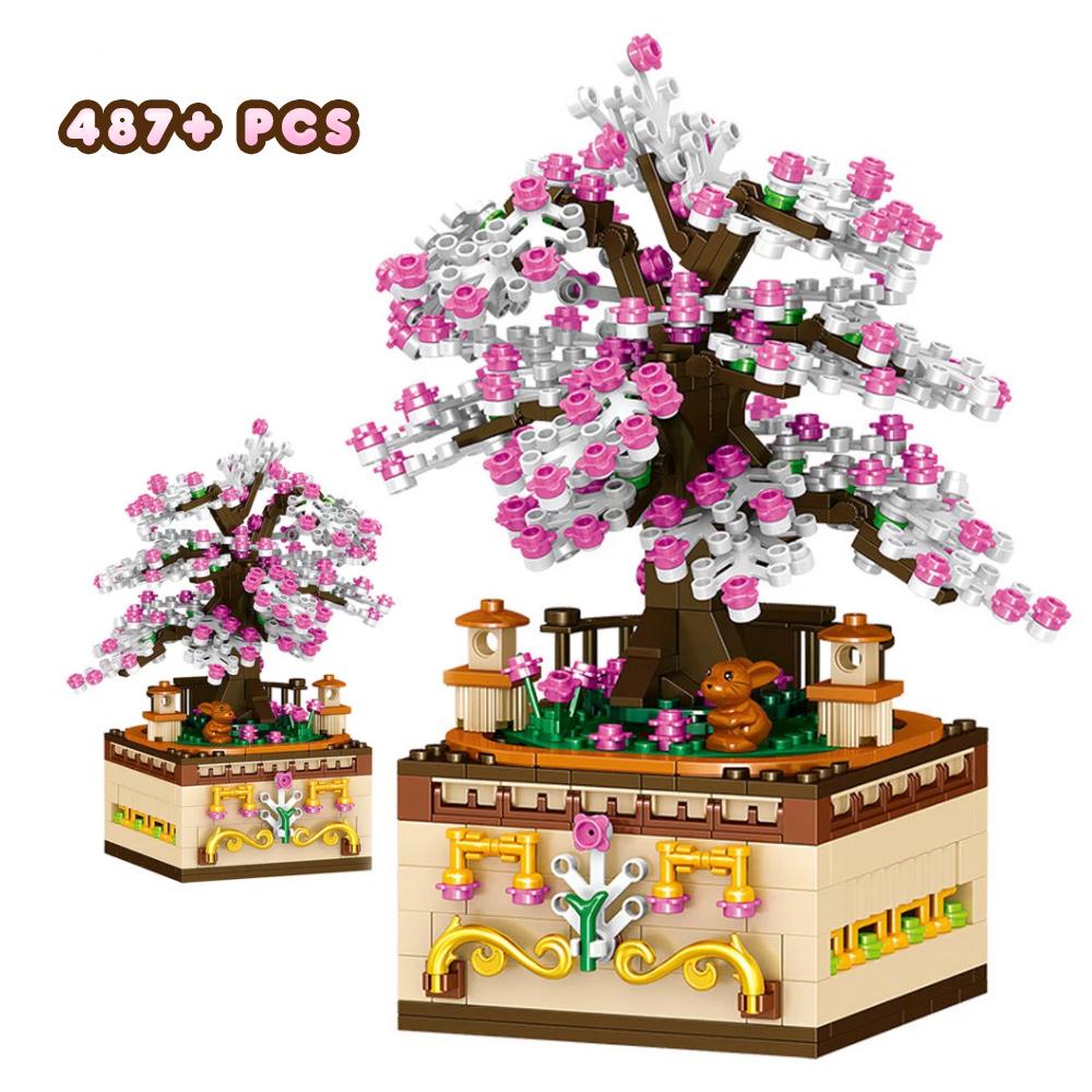 Romantic Japanese Sakura Tree Floating on a Music Box Building Sets - Kawaiies - Adorable - Cute - Plushies - Plush - Kawaii
