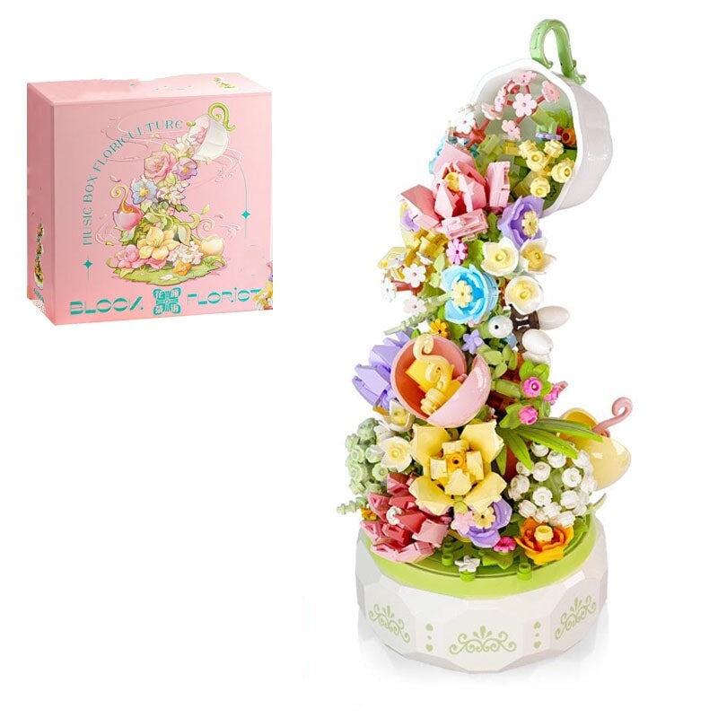 Romantic Magical Cup of Flowers Light Music Box Building Set | NEW - Kawaiies - Adorable - Cute - Plushies - Plush - Kawaii