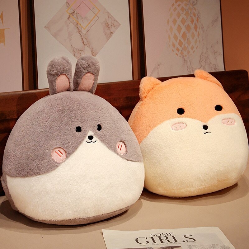 Round Cat Bunny Fox Pillow Plushie Collection - Kawaiies - Adorable - Cute - Plushies - Plush - Kawaii