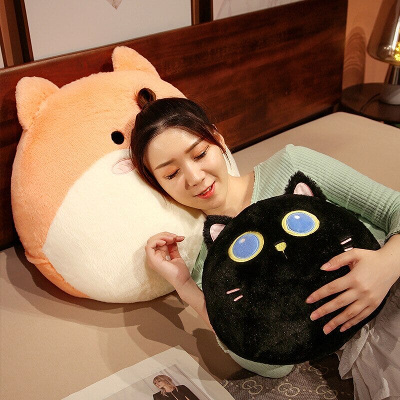 Round Cat Bunny Fox Pillow Plushie Collection - Kawaiies - Adorable - Cute - Plushies - Plush - Kawaii