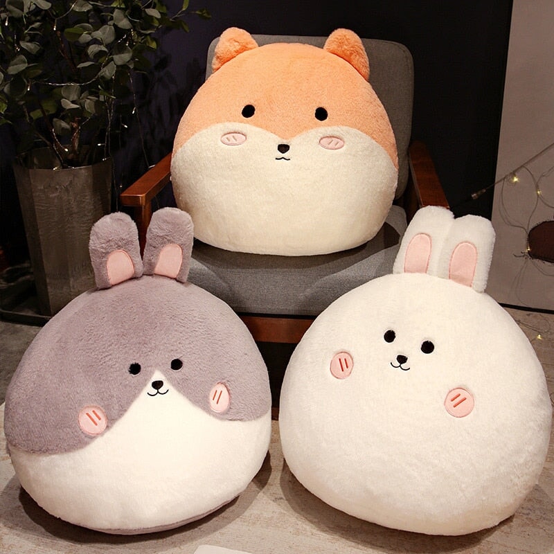 Round Cat Bunny Fox Pillow Plushie Collection - Kawaiies - Adorable - Cute - Plushies - Plush - Kawaii