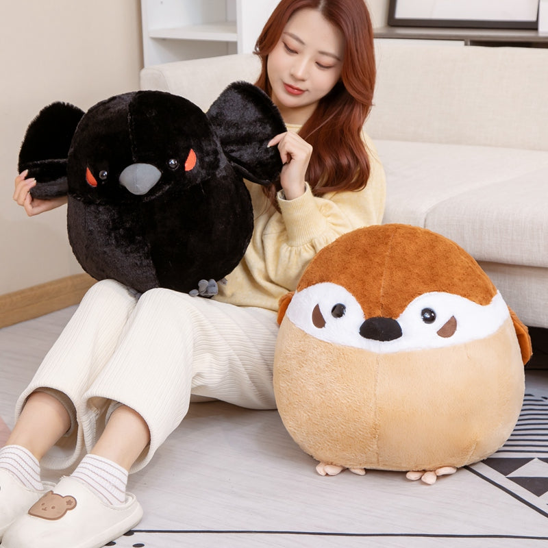 Round Chonky Sparrow Raven Crow Bird Plushies - Kawaiies - Adorable - Cute - Plushies - Plush - Kawaii