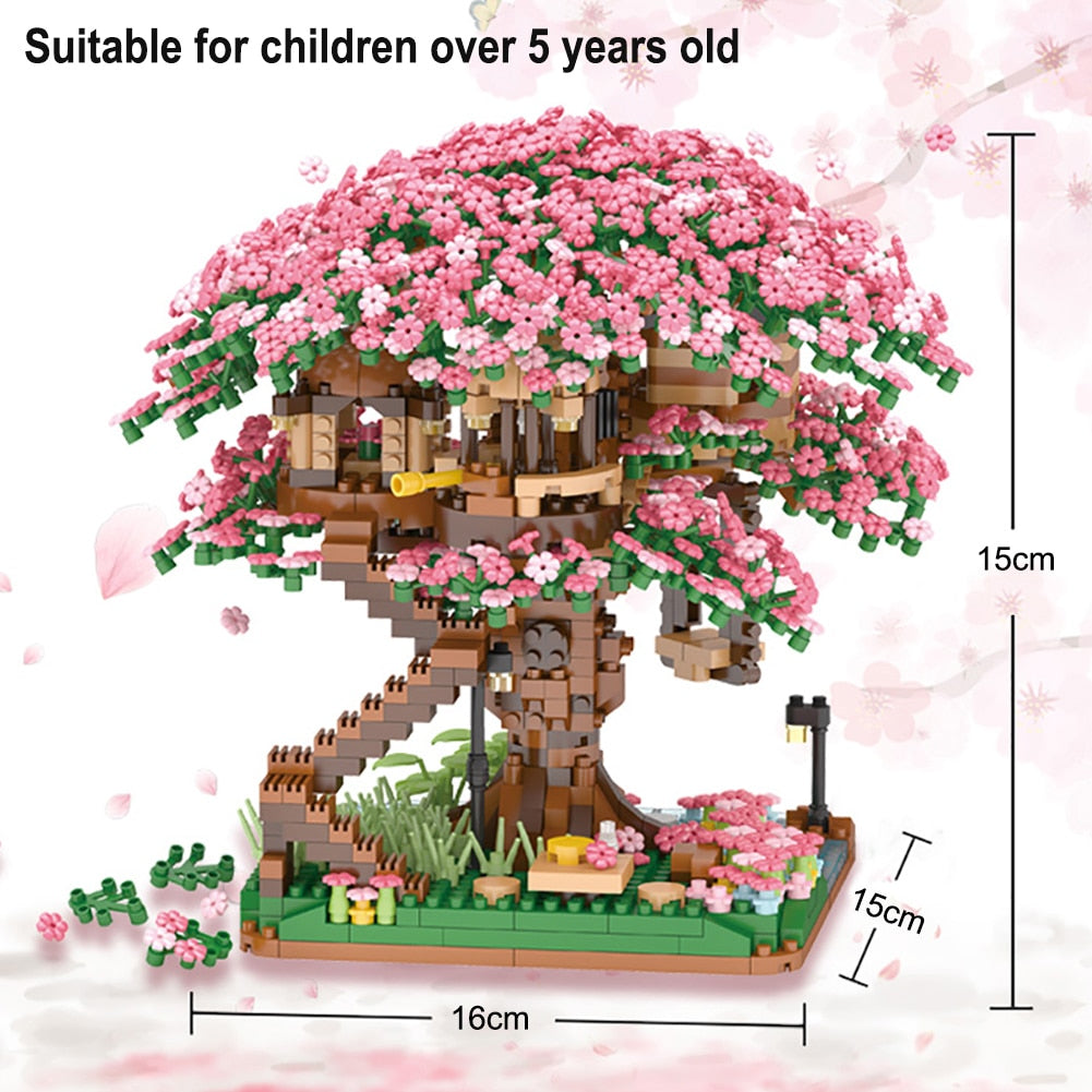 Sakura Cherry Blossom Tree House Nano Building Set - Kawaiies - Adorable - Cute - Plushies - Plush - Kawaii