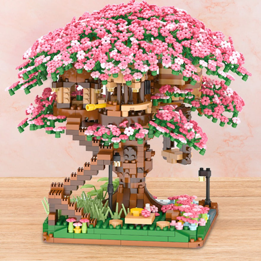 Sakura Cherry Blossom Tree House Nano Building Set - Kawaiies - Adorable - Cute - Plushies - Plush - Kawaii