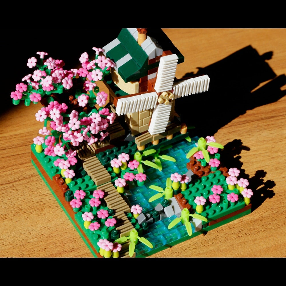Sakura Windmill & Fisherman's Cottage Nano Building Blocks - Kawaiies - Adorable - Cute - Plushies - Plush - Kawaii