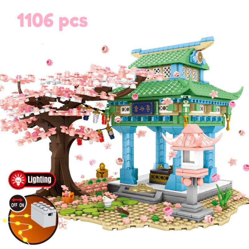 Light up Romantic Japanese Hakone Shrine with Sakura Tree Building Sets - Kawaiies - Adorable - Cute - Plushies - Plush - Kawaii