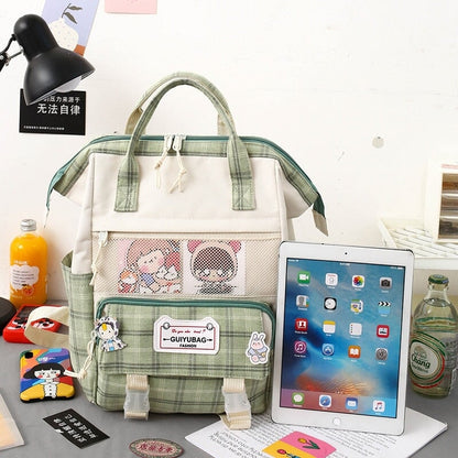 kawaiies-softtoys-plushies-kawaii-plush-Set of 5 Kawaii Plaid Backpack Bag Collection Bag 
