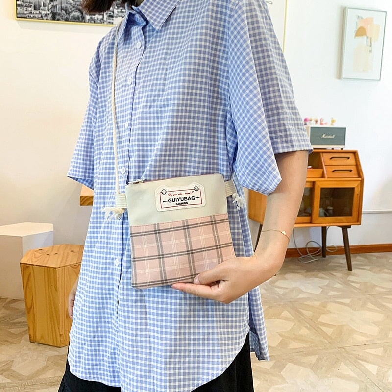Blue plaid backpack deals