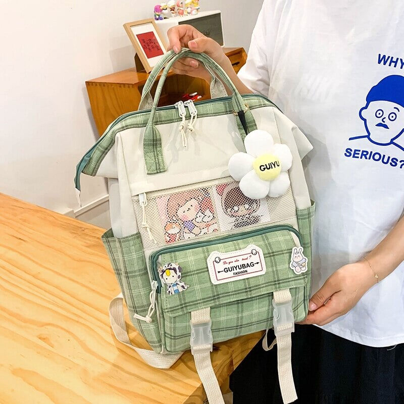 kawaiies-softtoys-plushies-kawaii-plush-Set of 5 Kawaii Plaid Backpack Bag Collection Bag 