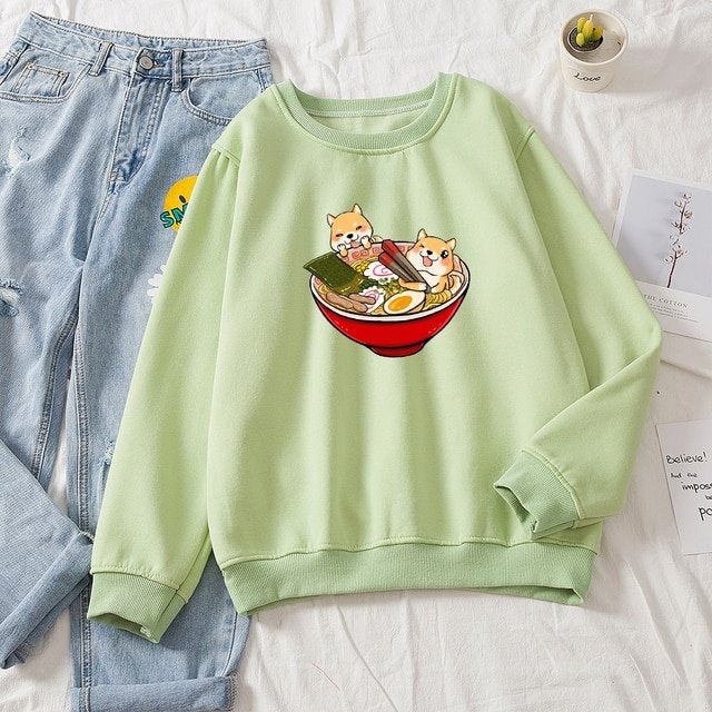 Shibas Bathing in Ramen Sweatshirt - Kawaiies - Adorable - Cute - Plushies - Plush - Kawaii