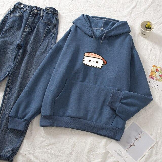 Shrimp Nigiri Sushi Part-Cotton Hoodie - Kawaiies - Adorable - Cute - Plushies - Plush - Kawaii