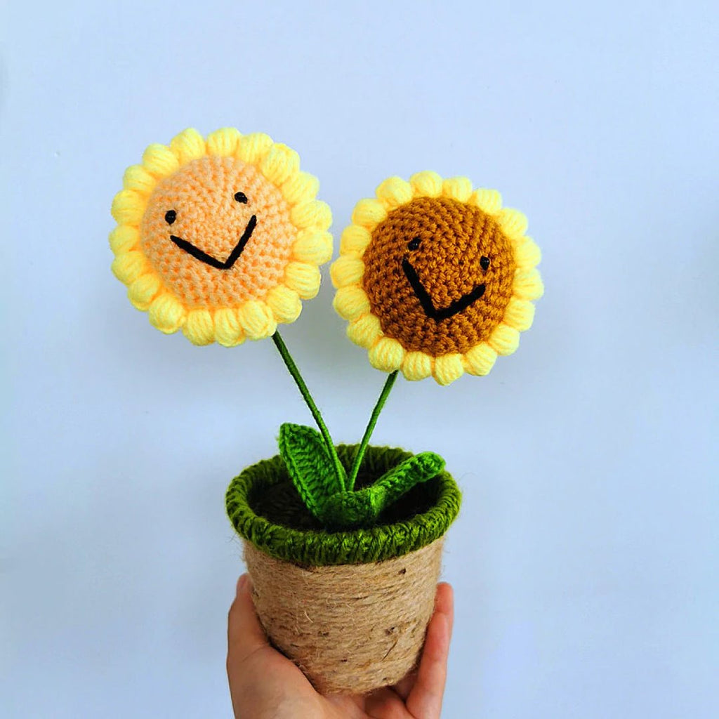Smiling Sunflower and Rose Pot Plush - Kawaiies - Adorable - Cute - Plushies - Plush - Kawaii