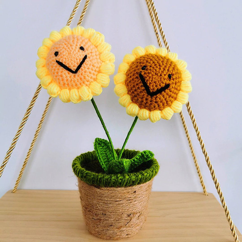 Smiling Sunflower and Rose Pot Plush - Kawaiies - Adorable - Cute - Plushies - Plush - Kawaii