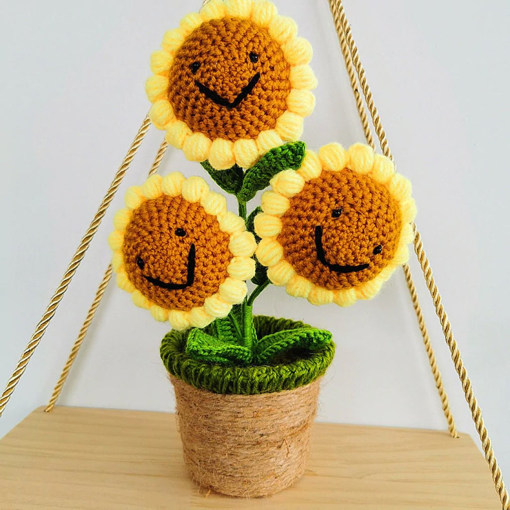 Smiling Sunflower and Rose Pot Plush - Kawaiies - Adorable - Cute - Plushies - Plush - Kawaii