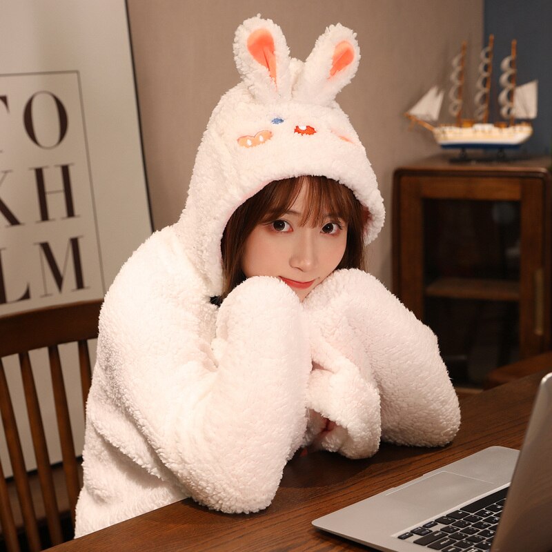 Soft Bunny Bear Poncho Fleece Blanket Cloak - Kawaiies - Adorable - Cute - Plushies - Plush - Kawaii