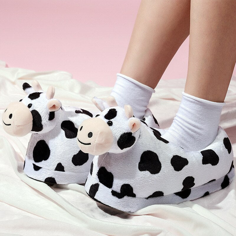 Soft Cow Plush Slippers - Kawaiies - Adorable - Cute - Plushies - Plush - Kawaii