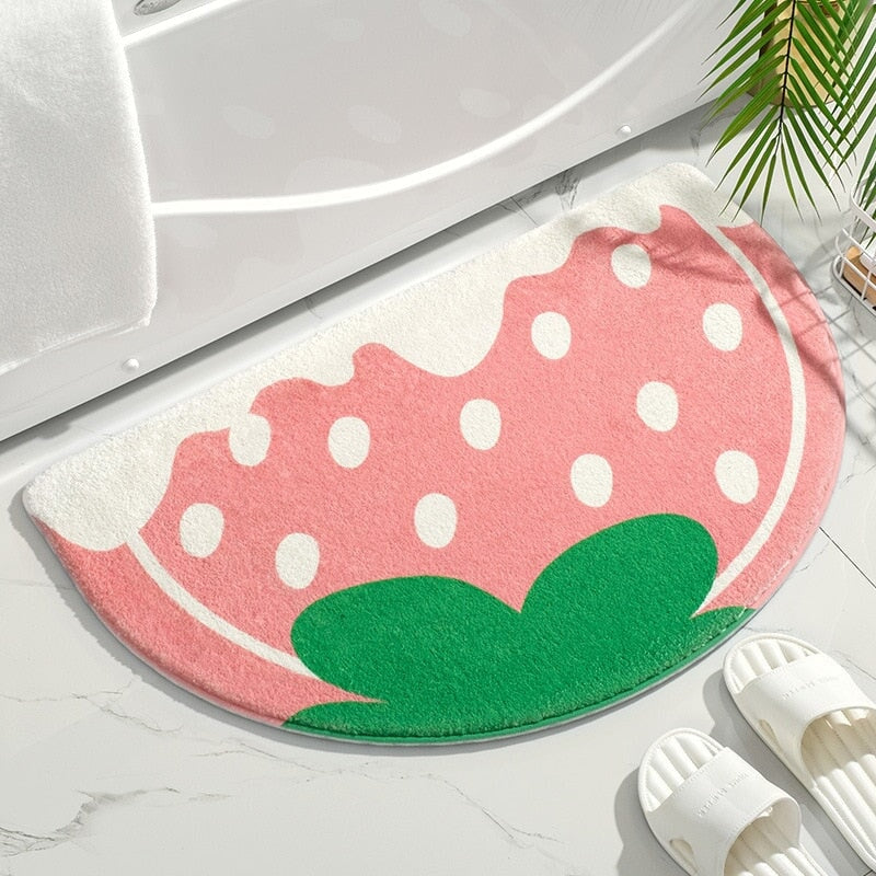 Soft Strawberry Fruit Bathroom Mat | NEW - Kawaiies - Adorable - Cute - Plushies - Plush - Kawaii