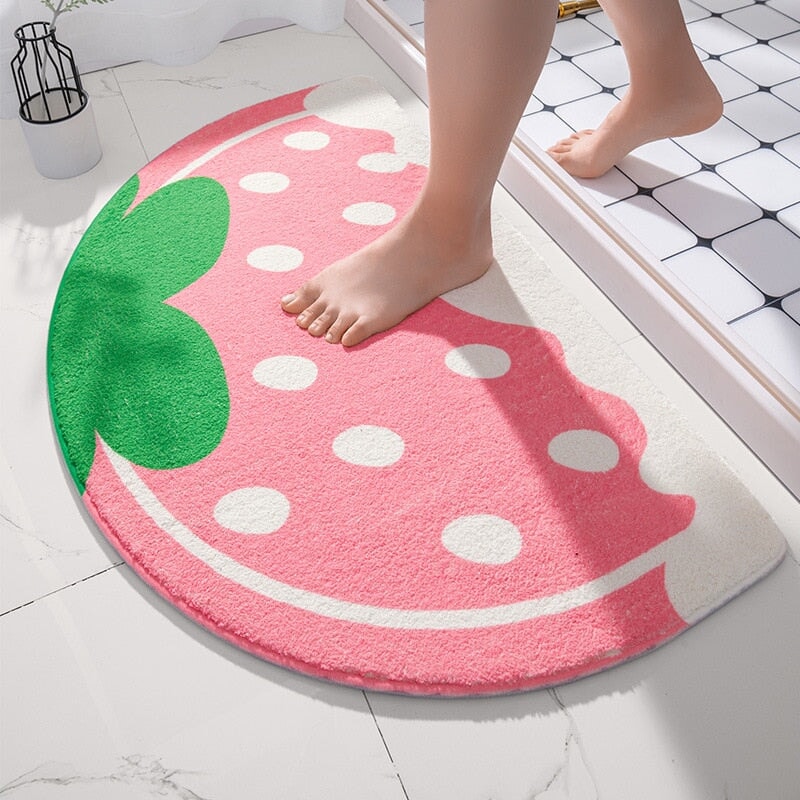 Soft Strawberry Fruit Bathroom Mat | NEW - Kawaiies - Adorable - Cute - Plushies - Plush - Kawaii