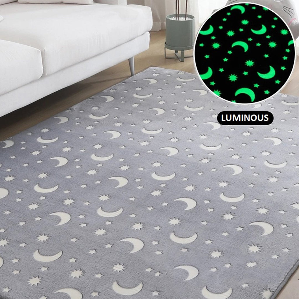 Starry Night Glow-in-the-dark Faux Fur Rug Carpet - Kawaiies - Adorable - Cute - Plushies - Plush - Kawaii