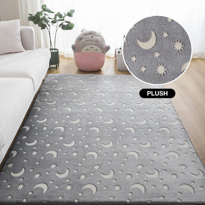 Starry Night Glow-in-the-dark Faux Fur Rug Carpet - Kawaiies - Adorable - Cute - Plushies - Plush - Kawaii
