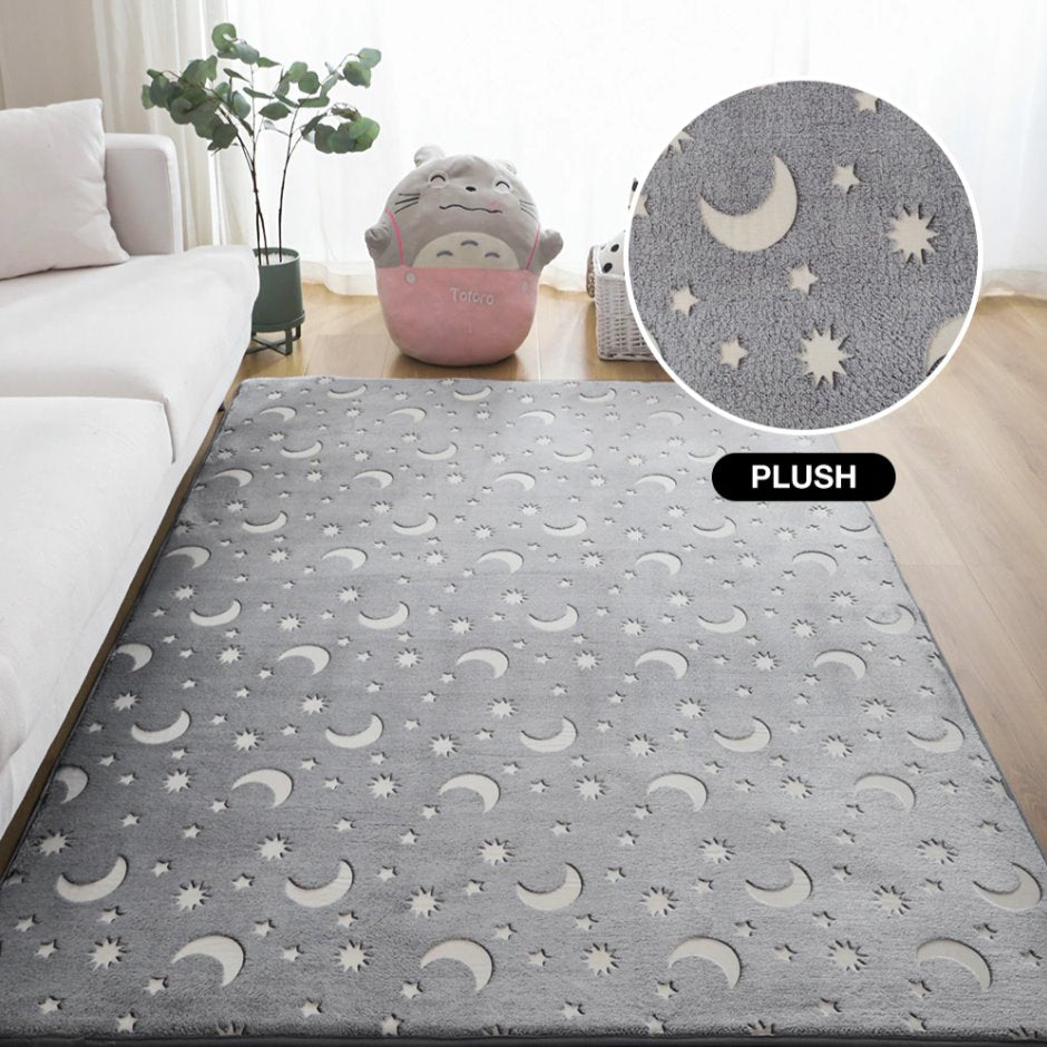 Starry Night Glow-in-the-dark Faux Fur Rug Carpet - Kawaiies - Adorable - Cute - Plushies - Plush - Kawaii