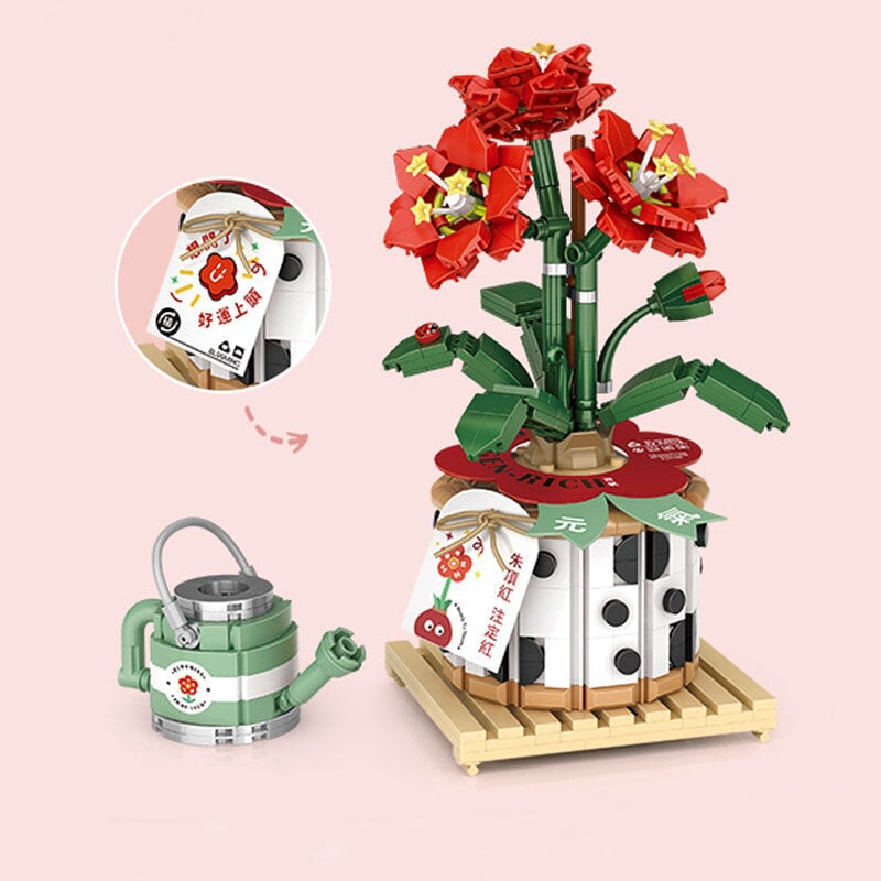 Strawberry Pot & Red Flower Micro Building Blocks - Kawaiies - Adorable - Cute - Plushies - Plush - Kawaii