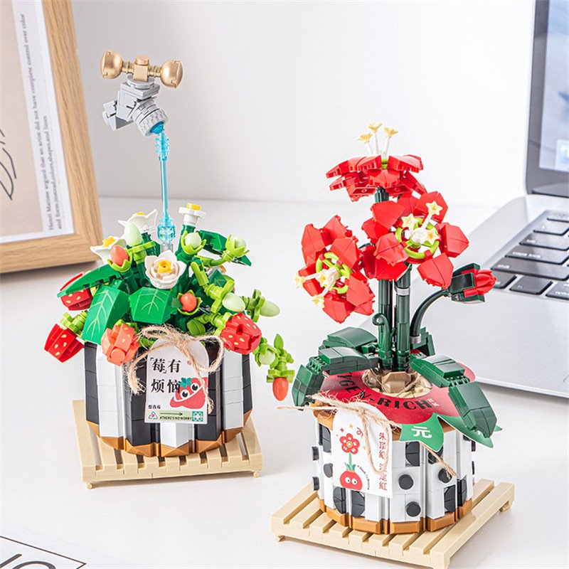 Strawberry Pot & Red Flower Micro Building Blocks – Kawaiies