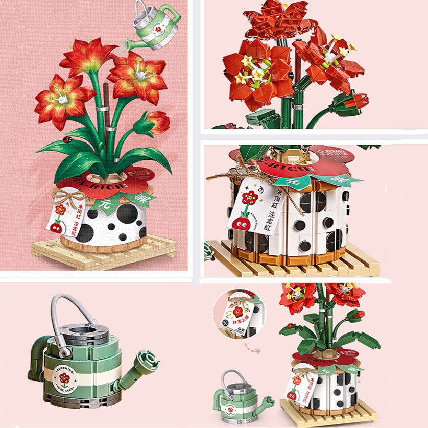 Strawberry Pot & Red Flower Micro Building Blocks - Kawaiies - Adorable - Cute - Plushies - Plush - Kawaii