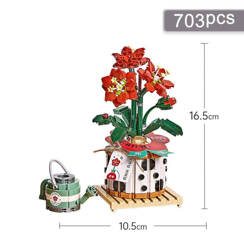 Strawberry Pot & Red Flower Micro Building Blocks - Kawaiies - Adorable - Cute - Plushies - Plush - Kawaii