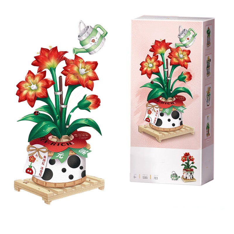 Strawberry Pot & Red Flower Micro Building Blocks - Kawaiies - Adorable - Cute - Plushies - Plush - Kawaii