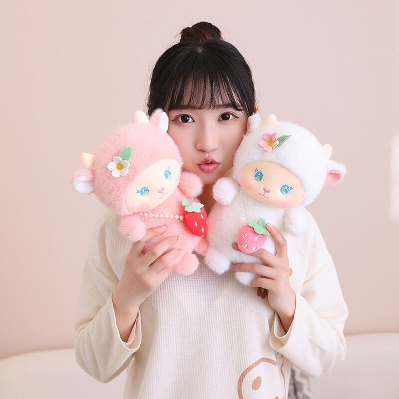 kawaiies-softtoys-plushies-kawaii-plush-Strawberry White Pink Sheep Lamb Plushie | NEW Soft toy 