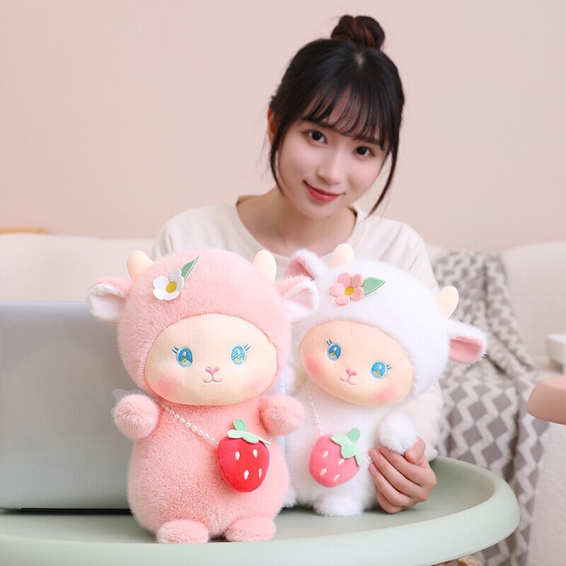 kawaiies-softtoys-plushies-kawaii-plush-Strawberry White Pink Sheep Lamb Plushie | NEW Soft toy 