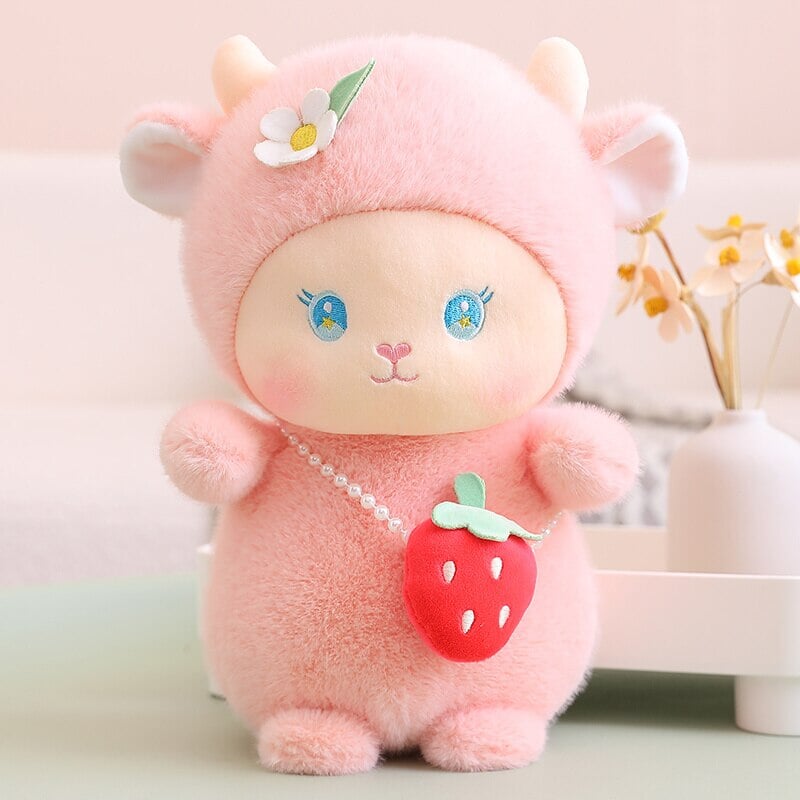 kawaiies-softtoys-plushies-kawaii-plush-Strawberry White Pink Sheep Lamb Plushie | NEW Soft toy Pink 10in / 25cm 