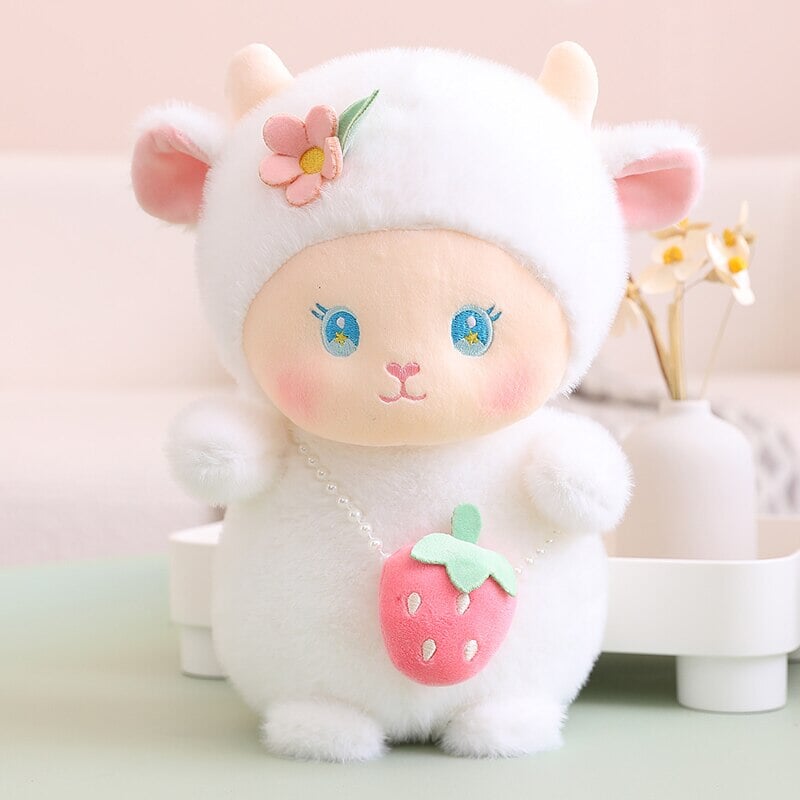 kawaiies-softtoys-plushies-kawaii-plush-Strawberry White Pink Sheep Lamb Plushie | NEW Soft toy White 10in / 25cm 