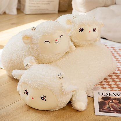 Sweet Fluffy Laying Lamb Snuggle Buddies - Kawaiies - Adorable - Cute - Plushies - Plush - Kawaii