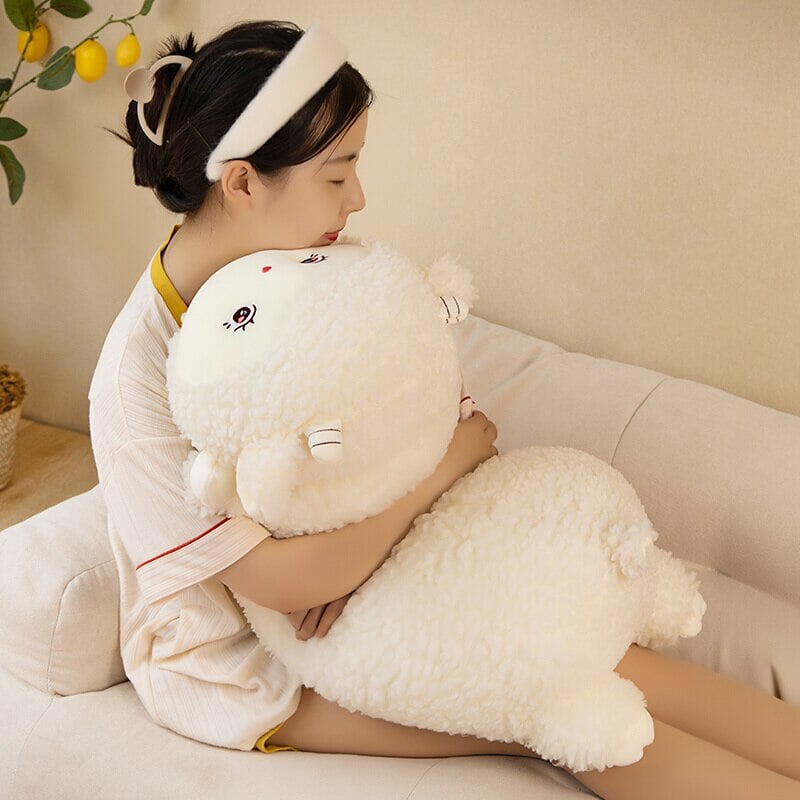 Sweet Fluffy Laying Lamb Snuggle Buddies - Kawaiies - Adorable - Cute - Plushies - Plush - Kawaii